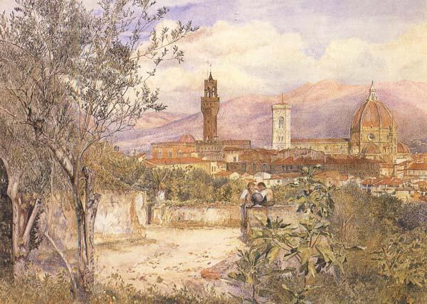 Henry Roderick Newman View of Florence,From the Gardens fo the Palazzo de'Mozzi (mk46) Sweden oil painting art